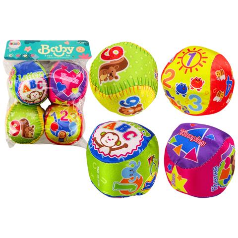 Set Zachte Ballen Kleurrijke Educatieve Rammelaarballen 4 Stuks. - Foto 1