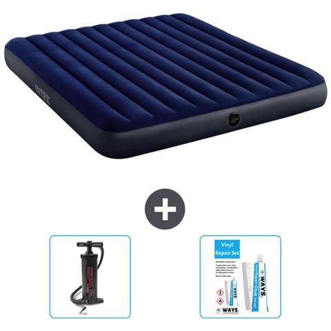 Set Materassino Gonfiabile - 203x183x25 Cm - Blu - Include Accessori Coordinati Cb13 - Foto 1