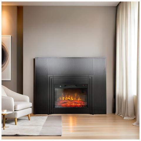 Camini Elettrici Con Listelli Lamelia Nero Opaco, Con Effetto Sonoro, 3 Colori, Con L'app, L120xh102cm - Foto 2