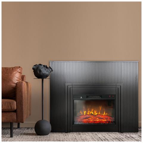 Camini Elettrici Con Listelli Lamelia Nero Opaco, Con Effetto Sonoro, 3 Colori, Con L'app, L120xh102cm - Foto 6