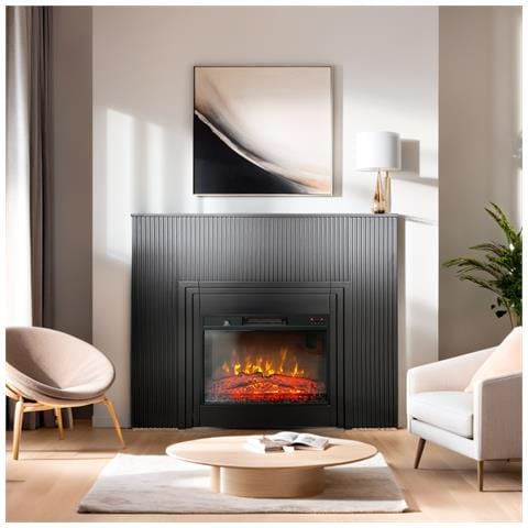 Camini Elettrici Con Listelli Lamelia Nero Opaco, Con Effetto Sonoro, 3 Colori, Con L'app, L120xh102cm - Foto 1