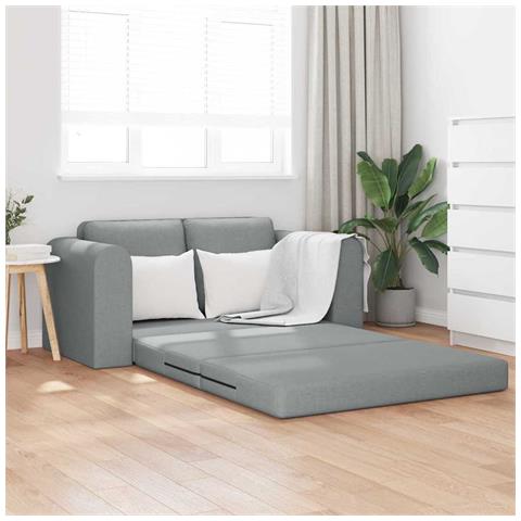 Divano Letto 2-in-1 Grigio Chiaro 148x71x83 cm Tessuto - Foto 2
