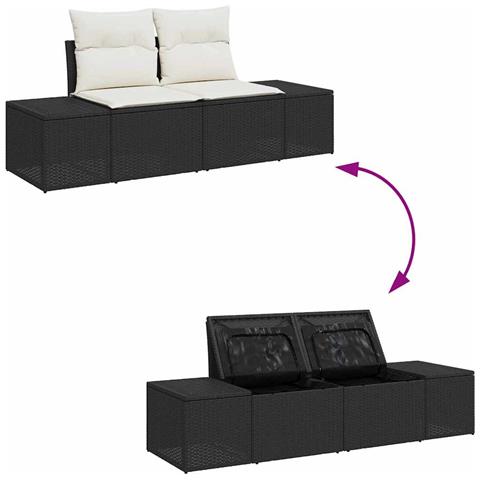 Set divano da giardino a 6 pezzi con cuscini neri in polyrattan - Foto 9