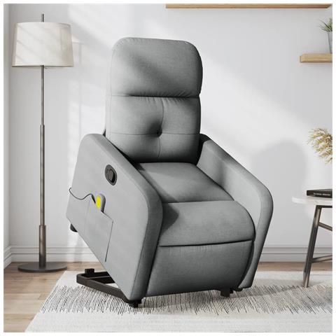 Poltrona Alzapersona Massaggi Reclinabile Grigio Chiaro Tessuto - Foto 2