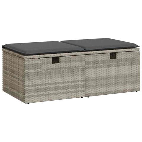 Divano Giardino 2pz con Cuscini Grigio Chiaro Polyrattan Acacia - Foto 1