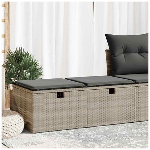 Divano Giardino 2pz con Cuscini Grigio Chiaro Polyrattan Acacia - Foto 2