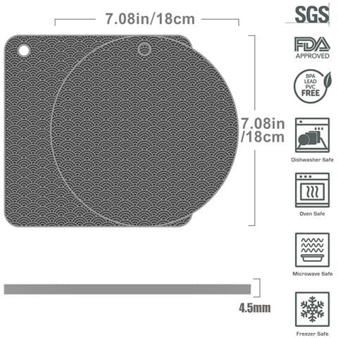 Sottopentola Isolante A Motivo Di Nuvole Di Buon Auspicio Quadrato In Silicone Per Cucina Grey - Foto 4