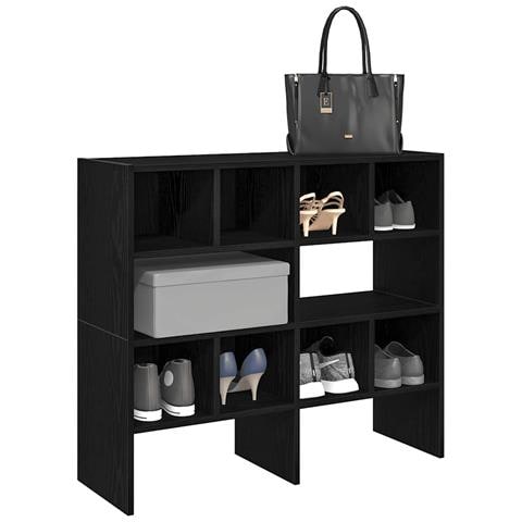 Scarpiere 2 pz Impilabili Rovere Nero 89,5x30x40 cm - Foto 2