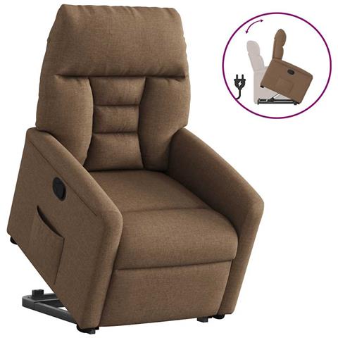 Poltrona Alzapersona Reclinabile Marrone in Tessuto - Foto 1