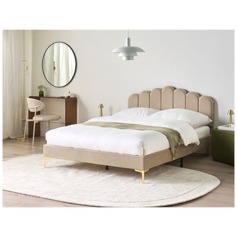Letto Velluto Sauvian 140 X 200 Cm Tortora - Foto 1