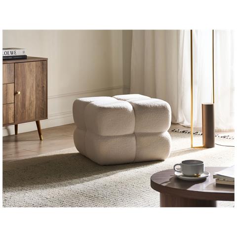 Pouf Caliente Bouclé Bianco Sporco - Foto 1