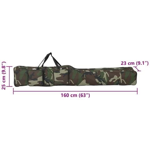 Borsa per Canna da Pesca Verde Mimetico 160 cm Tessuto Oxford - Foto 7