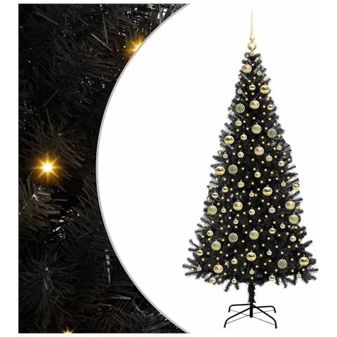 Albero di Natale con 300 LED con supporto Nero 210 cm PVC - Foto 1