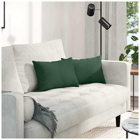 Cuscini da Divano 2 pcs Verde Scuro 50 x 30 cm Tessuto in Cords - Foto 2