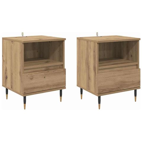 Armadio da Notte 2 pcs rovere artigianale 40 x 35 x 50 cm - Foto 1