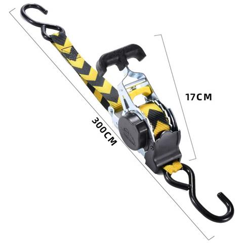 Cinghie Tenditrici Automatiche A Cricchetto Retrattili (confezione Da 2) - Maniglia A T, Bianco Zinco, Giallo, Freccia Nera - Foto 2