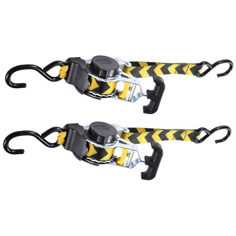 Cinghie Tenditrici Automatiche A Cricchetto Retrattili (confezione Da 2) - Maniglia A T, Bianco Zinco, Giallo, Freccia Nera - Foto 4