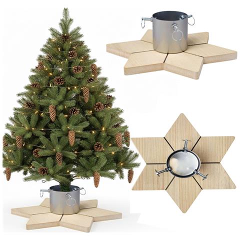 Base albero di Natale a forma di stella, argento, 2,3 m - Foto 4