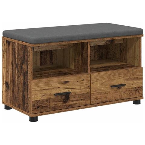 Panca per ingresso con cuscino Legno vecchio 80 x 38 x 46 cm - Foto 1