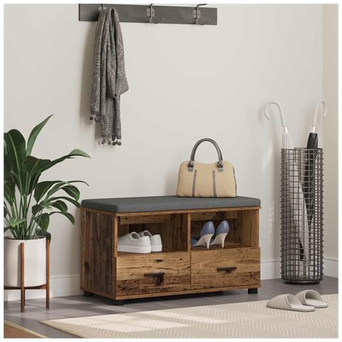 Panca per ingresso con cuscino Legno vecchio 80 x 38 x 46 cm - Foto 2