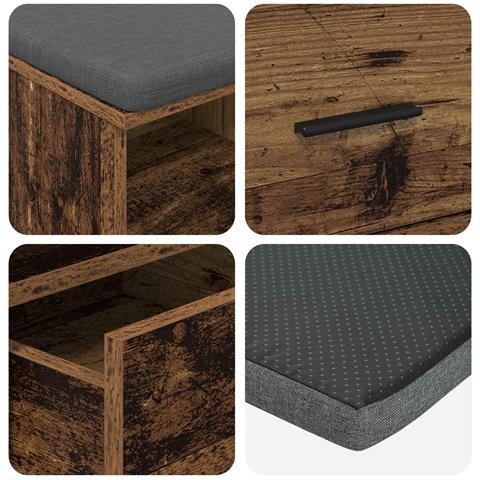 Panca per ingresso con cuscino Legno vecchio 80 x 38 x 46 cm - Foto 9