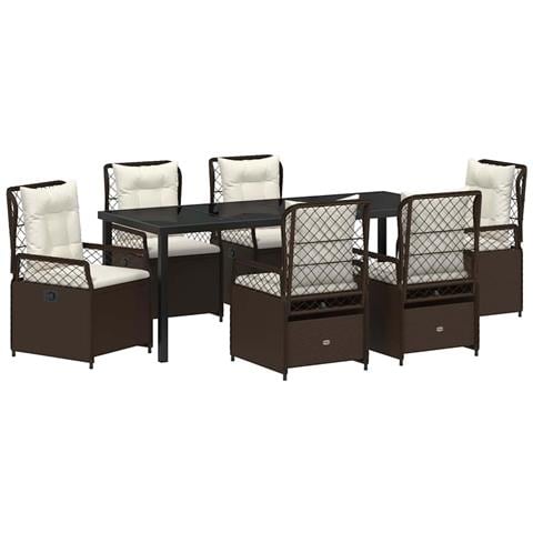 Set da Pranzo per Giardino 7 pcs Marrone polyrattan - Foto 1