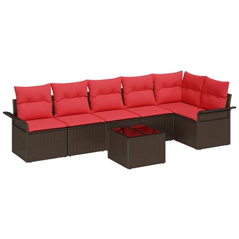 Set Divano da Giardino 7 pcs Marrone polyrattan - Foto 1