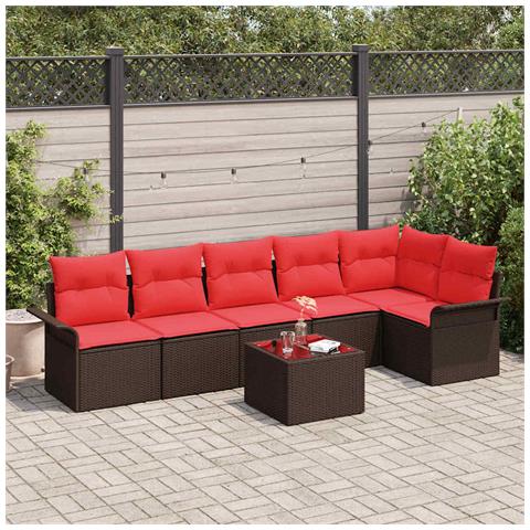 Set Divano da Giardino 7 pcs Marrone polyrattan - Foto 2