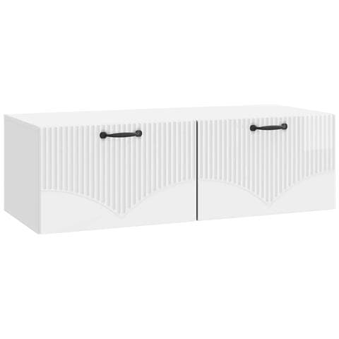 Mobile Porta TV da Muro Bianco Lucido 98 x 41 x 30 cm - Foto 1