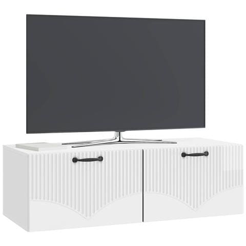 Mobile Porta TV da Muro Bianco Lucido 98 x 41 x 30 cm - Foto 2