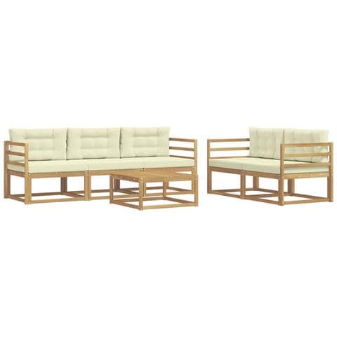 Set di divani da esterno con cuscino 6 pcs Bianco e Crema - Foto 1