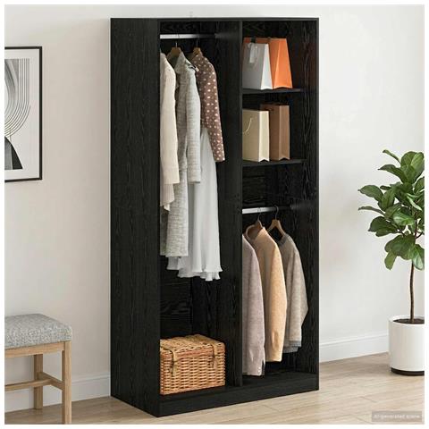 Guardaroba Rovere nero 100 x 50 x 200 cm Legno multistrato - Foto 2