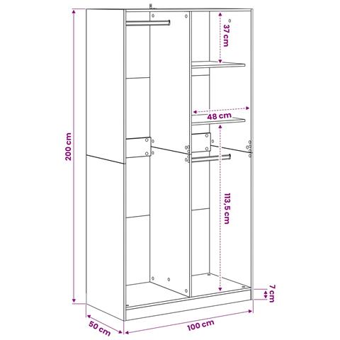 Guardaroba Rovere nero 100 x 50 x 200 cm Legno multistrato - Foto 9