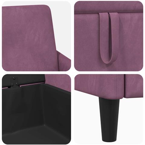 Set di Divani con Storage 2 pz Viola Poliestere - Foto 2