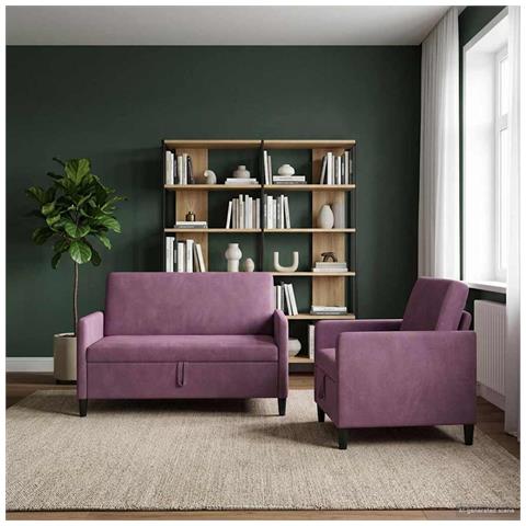 Set di Divani con Storage 2 pz Viola Poliestere - Foto 9