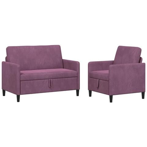 Set di Divani con Storage 2 pz Viola Poliestere - Foto 1