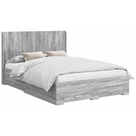 Struttura del letto con stoccaggio e testata Sonoma grigio - Foto 1