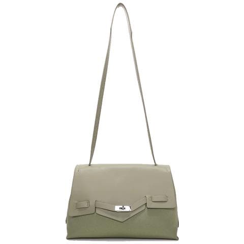 BORSA A SPALLA CON PATTA E CANVAS VERDE - Foto 1