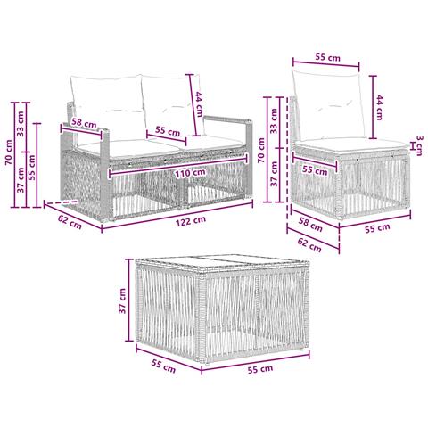 Set Divano da Giardino 9 pz Grigio polyrattan - Foto 2