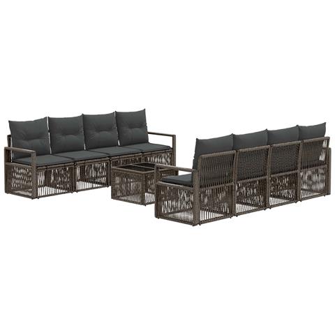 Set Divano da Giardino 9 pz Grigio polyrattan - Foto 1