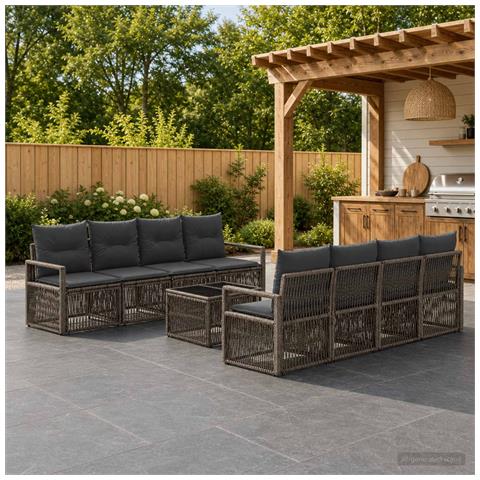 Set Divano da Giardino 9 pz Grigio polyrattan - Foto 9