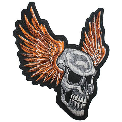 Toppa Termoadesiva Teschio Bianco Alato Moto Ricamo Patch Badge Ali Oro - Foto 1