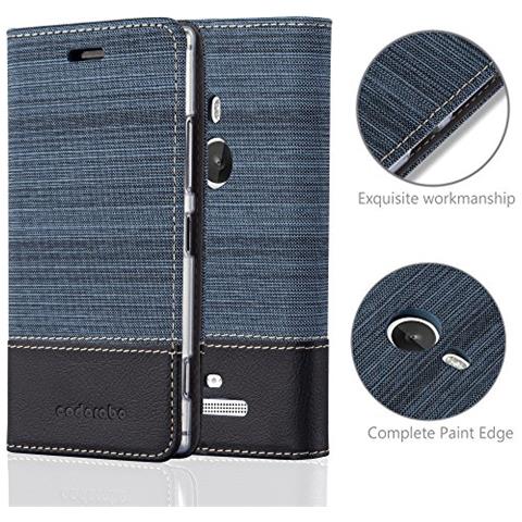 Custodia Compatibile Con Nokia Lumia 925 In Blu Scuro Nero - Coperchio Protettiva Con Chiusura Magnetica, Funzione Stand E Tasca Per Le Carte - Foto 2
