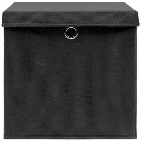 Scatole Portaoggetti con Coperchi 4pz Neri 32x32x32 cm Tessuto - Foto 2