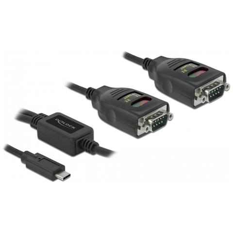 Adattatore USB Type-C per 2 x seriale RS-232 DB9 con protezione ESD 15 kV - Foto 2
