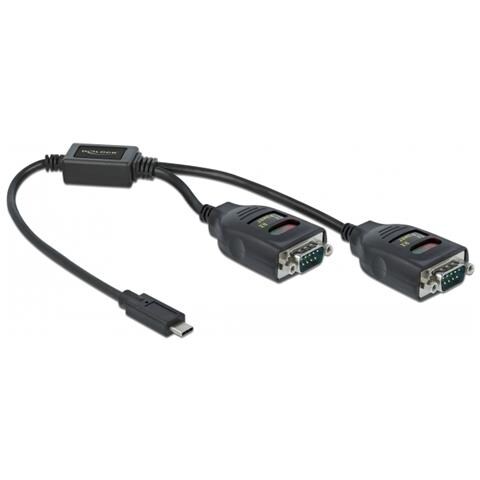 Adattatore USB Type-C per 2 x seriale RS-232 DB9 con protezione ESD 15 kV - Foto 1