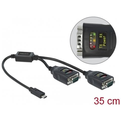 Adattatore USB Type-C per 2 x seriale RS-232 DB9 con protezione ESD 15 kV - Foto 4
