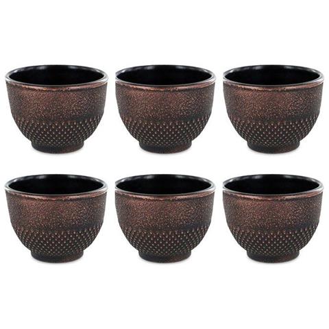 6 Tazze Di Ghisa Cinese - Nero E Bronzo 15 Cl - Foto 1