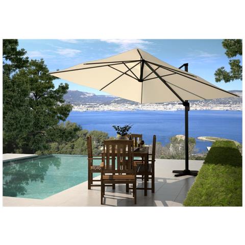 Palatino Ombrellone Decentrato Quadrato Rotazione 360 Degrès Ecru 3x3m - Foto 13