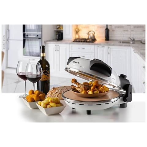 918 Forno Pizza - Pizza in 4 minuti - Piastra in pietra refrattaria con trattamento antiaderente - Temperatura max 400° - 1200 Watt - Timer 30’ - Bianco - Foto 2